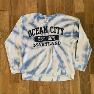 Ocean City Maryland Blue Tie Dye Dreamsicle Long Sleeve Sweatshirt Size Large